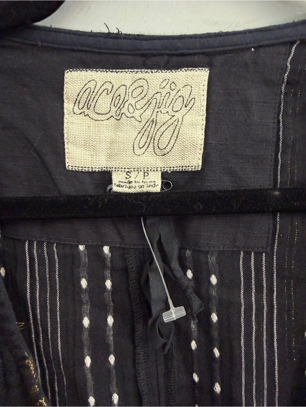 *New* Ace & Jig Black Geometric Patterned Metallic Striped Blouse, Size Small - Picture 4 of 7
